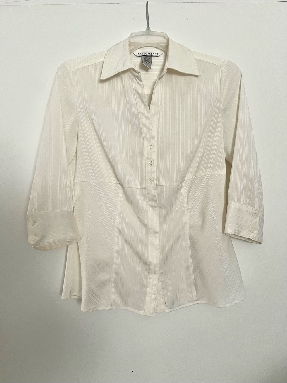 Ivory / Off-White Blouse, Button-Front, Collared, S